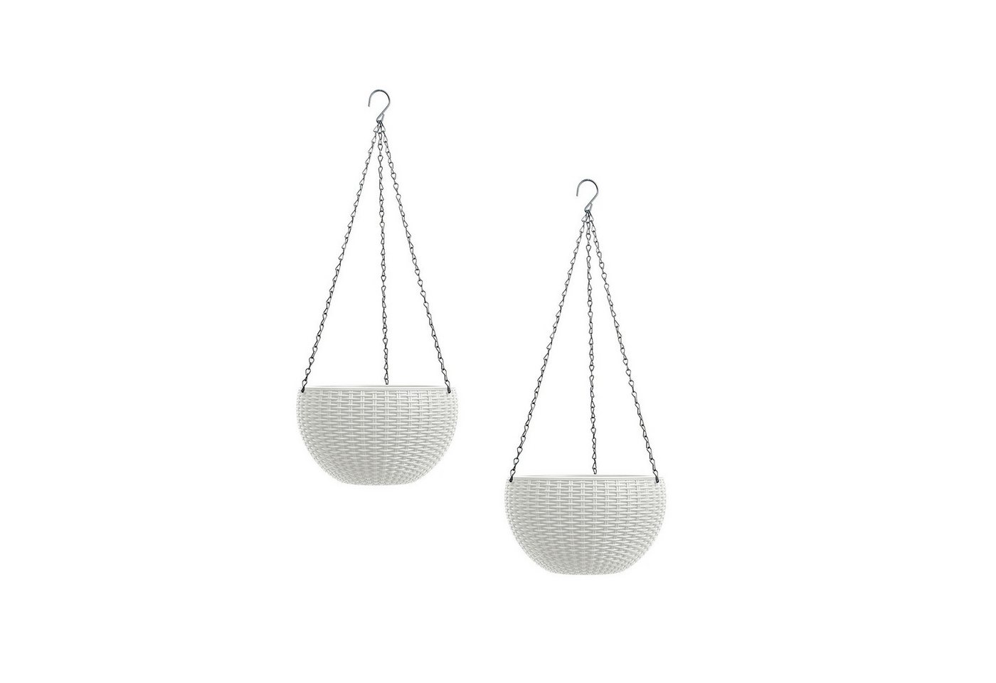 HTI-Living Blumenampel Blumenampel 2er Set Rattanoptik Weiß (Set, 2 St., 2 Blumenampeln), Blumentopf hängend Kunststoff von HTI-Living