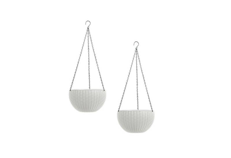 HTI-Living Blumenampel Blumenampel 2er Set Rattanoptik Weiß (Set, 2 St., 2 Blumenampeln), Blumentopf hängend Kunststoff von HTI-Living