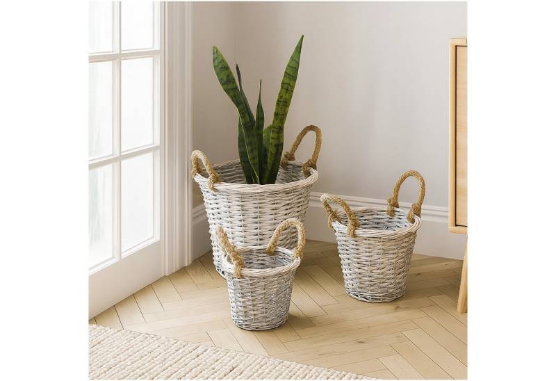 HTI-Living Blumentopf 3er Set Pflanzkörbe aus Weide mit Juteseil (Set, 3 St., 3 Blumentöpfe in versch. Größen), Pflanzgefäße Blumentöpfe von HTI-Living