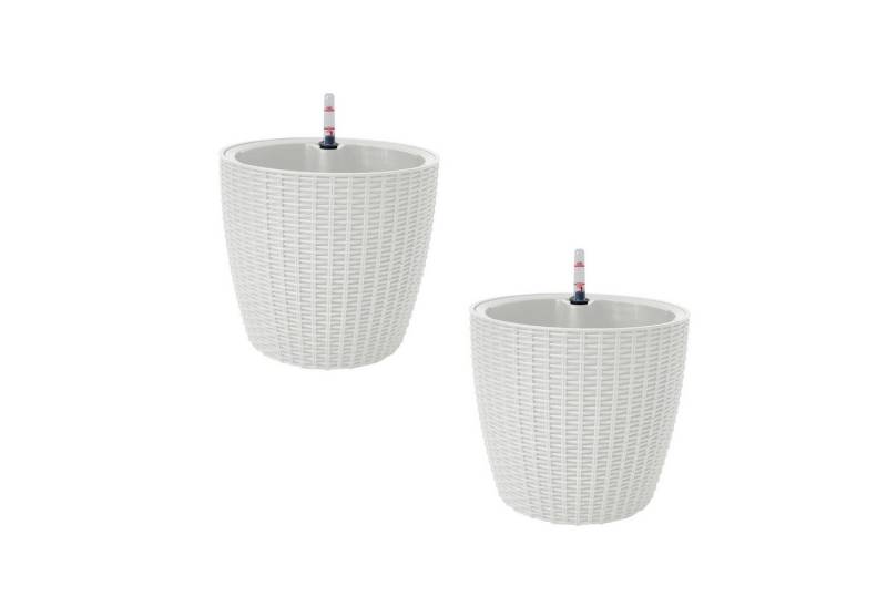 HTI-Living Blumentopf Blumentopf Hydro Ø 21cm 2er Set Nessa Weiß (Set, 2 St., 2 Hydrotöpfe), mit Wasserspeicher und Wasserstandsanzeiger von HTI-Living