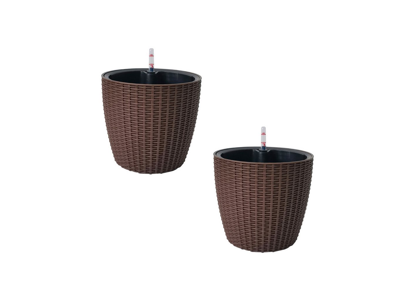 HTI-Living Blumentopf Blumentopf Hydro Ø 27 cm 2er Set Nessa Braun (Set, 2 St., 2 Hydrotöpfe), mit Wasserspeicher und Wasserstandsanzeiger von HTI-Living