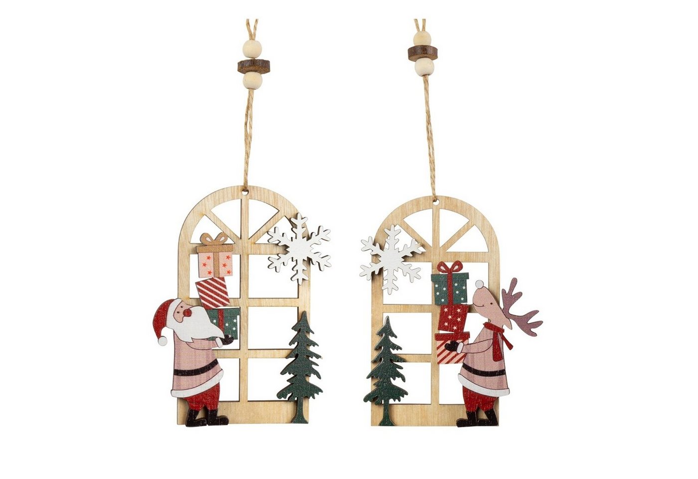 HTI-Living Christbaumschmuck Baumschmuck hohes Fenster, 2er Set Holz (2-tlg), Weihnachtsschmuck Christbaumschmuck von HTI-Living