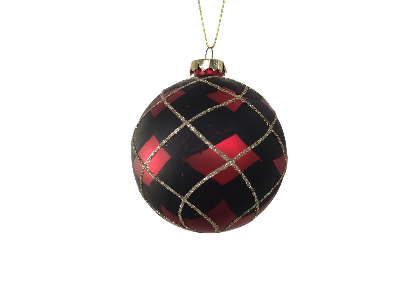 HTI-Living Christbaumschmuck Weihnachtskugel Ø 8 cm Rot-Schwarz Kariert (1-tlg), Baumschmuck von HTI-Living