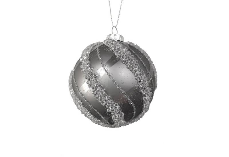 HTI-Living Christbaumschmuck Weihnachtskugel Ø 8 cm Silber mit Glitzersteinen (1-tlg), Christbaumschmuck von HTI-Living