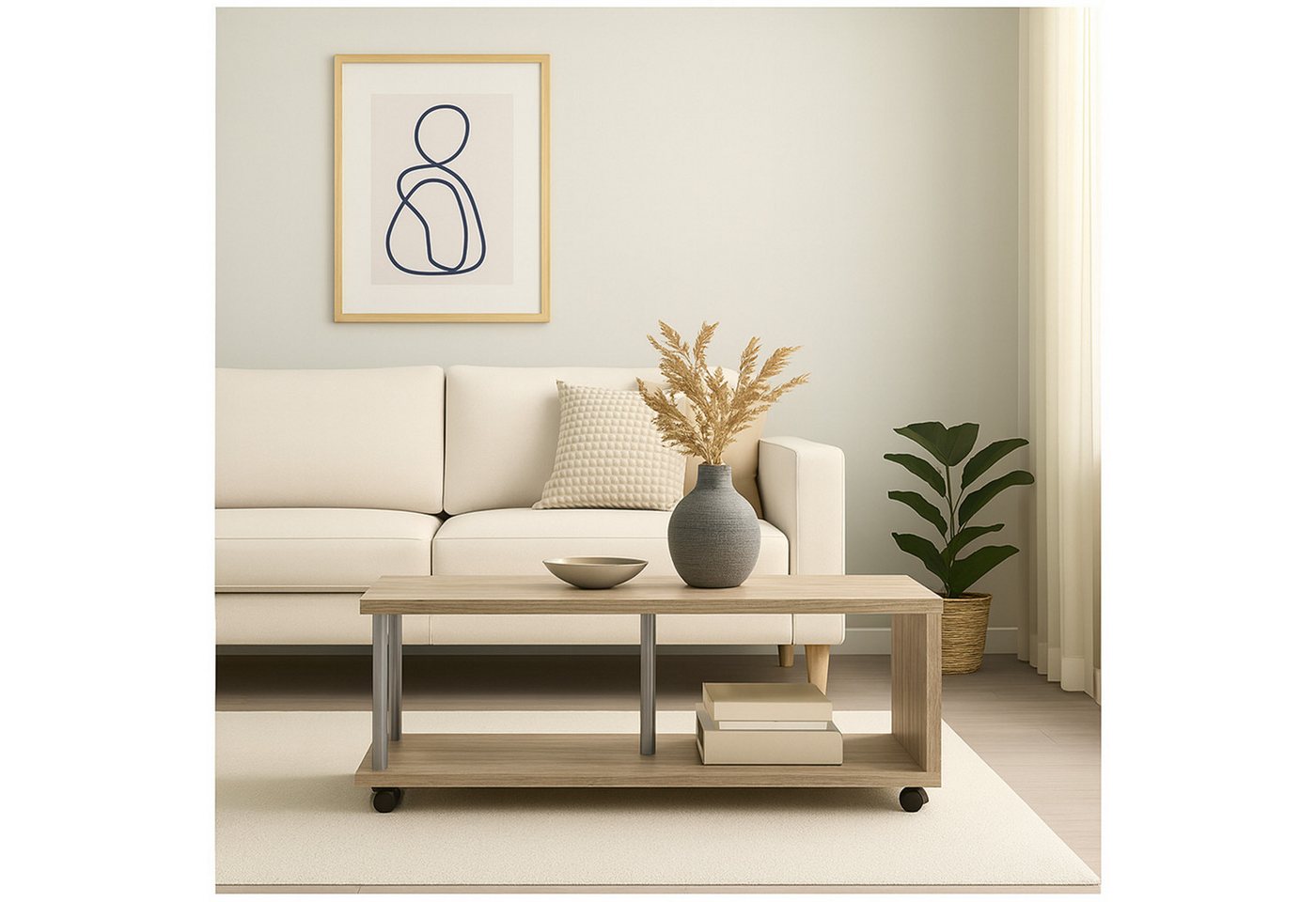 HTI-Living Couchtisch Couchtisch mit Ablagefach und Rollen (Stück, 1-St., 1 Couchtisch), Tisch Ablagetisch Beistelltisch von HTI-Living