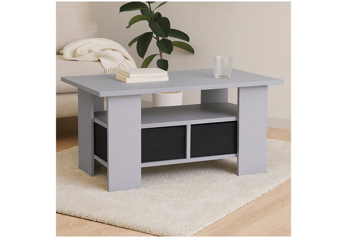 HTI-Living Couchtisch Moderner Couchtisch in Betonoptik mit Ablagefach (Stück, 1-St., 1 Couchtisch ohne Dekoration), Wohnzimmertisch Sofatisch mit 2 Schubladen von HTI-Living