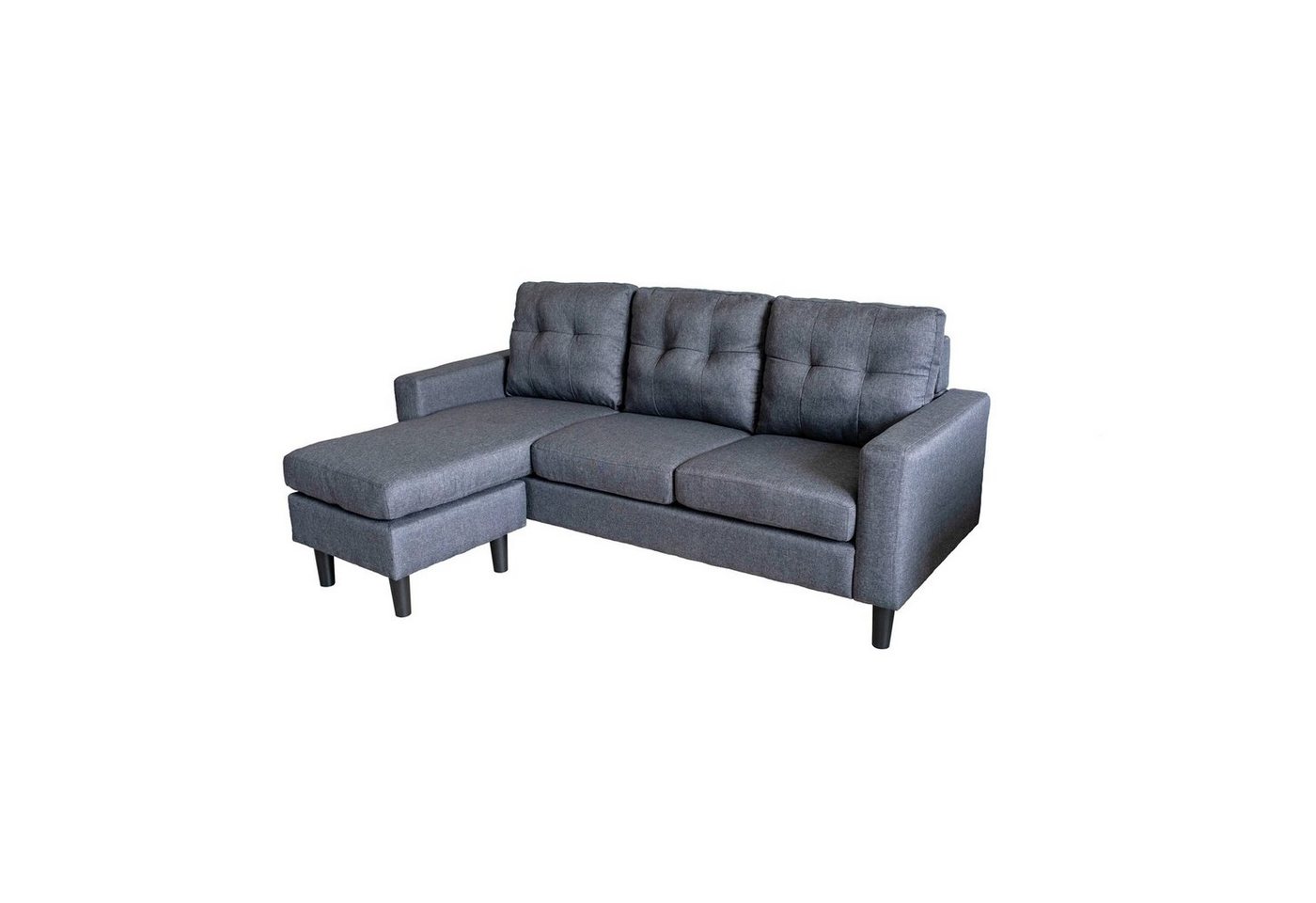 HTI-Living Ecksofa Ecksofa Reva Grau, Stück 1 Teile, Dreisitzer mit Hocker variable Stellmöglichkeiten von HTI-Living