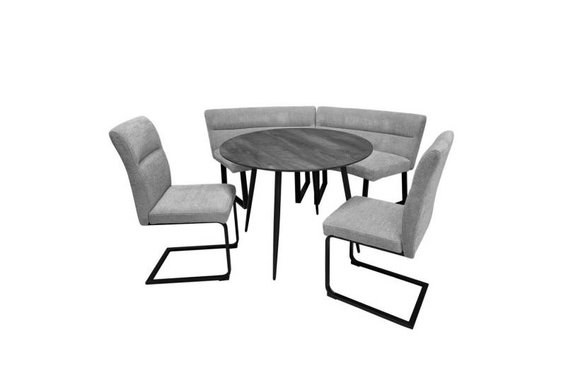 HTI-Living Essgruppe Sitzgruppe Liron Tisch mit Eckbank, (Set, 5-tlg., 1 Tisch 2 Sitzbänke 2 Stühle), Essgruppe rund gepolstert mit Kufengestell von HTI-Living