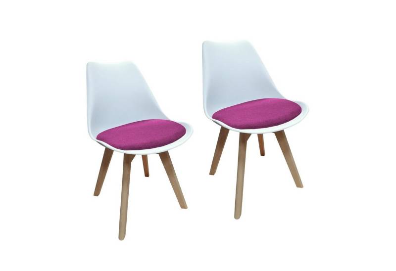 HTI-Living Esszimmerstuhl Esszimmerstuhl 2er Set Atlanta Weiß/Pink (Set, 2 St), Kunststoffschale mit Sitzfläche aus Polyester von HTI-Living