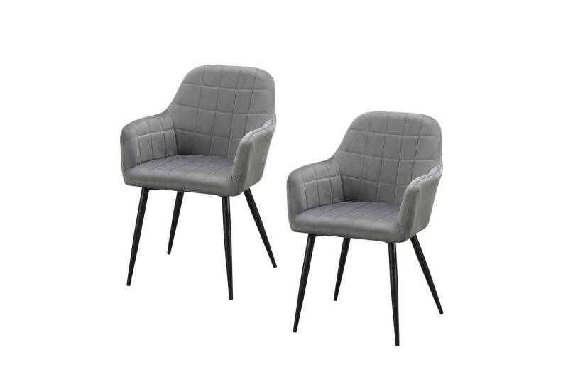 HTI-Living Esszimmerstuhl Esszimmerstuhl 2er Set Grau Velvet Albany (Set, 2 St), bequemer Stuhl für Ess- und Wohnzimmer von HTI-Living