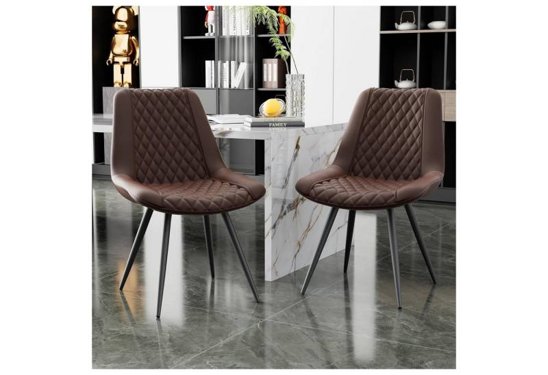HTI-Living Esszimmerstuhl Esszimmerstuhl Astrid 2er-Set Kunstleder Braun (Set, 2 St), Polsterstuhl Metallbeine von HTI-Living