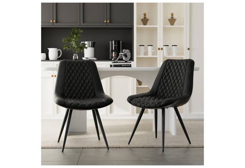 HTI-Living Esszimmerstuhl Esszimmerstuhl Astrid 2er-Set Kunstleder Schwarz (Set, 2 St), Polsterstuhl Metallbeine von HTI-Living