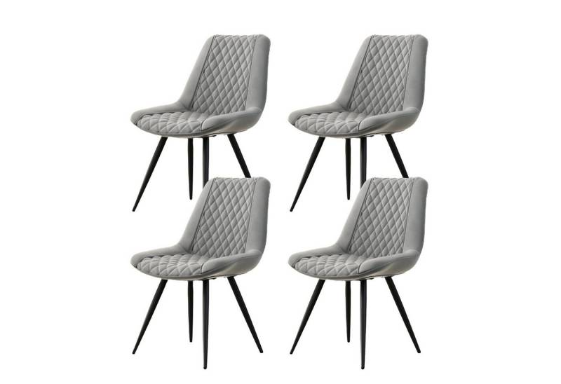 HTI-Living Esszimmerstuhl Esszimmerstuhl Astrid 4er-Set Kunstleder Grau (Set, 4 St), Polsterstuhl Metallbeine von HTI-Living