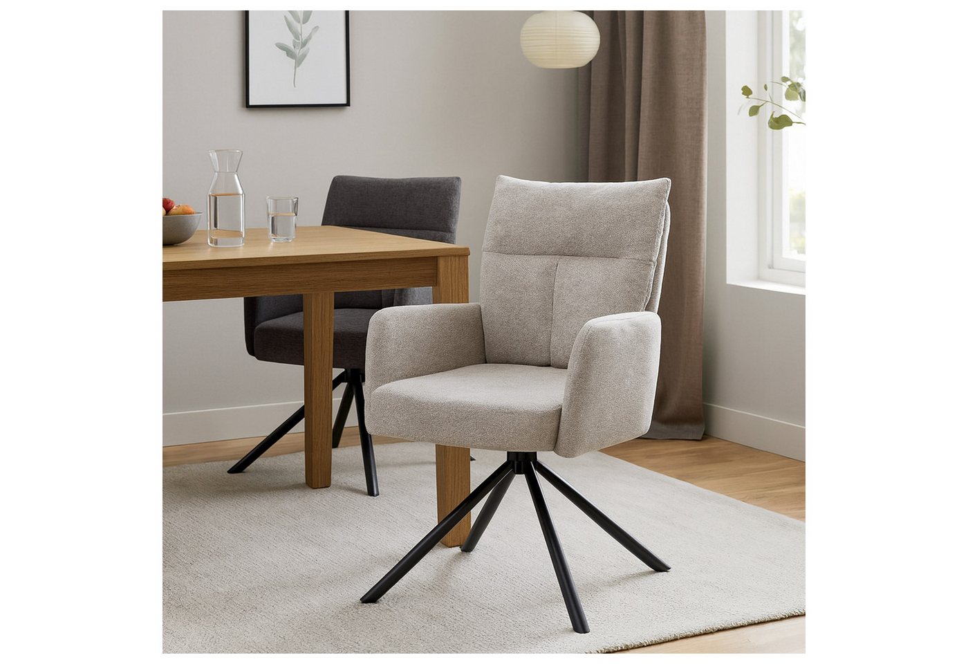 HTI-Living Esszimmerstuhl Esszimmerstuhl Kyra Beige 2er-Set (Set, 2 St), Drehstuhl Auto-Return von HTI-Living