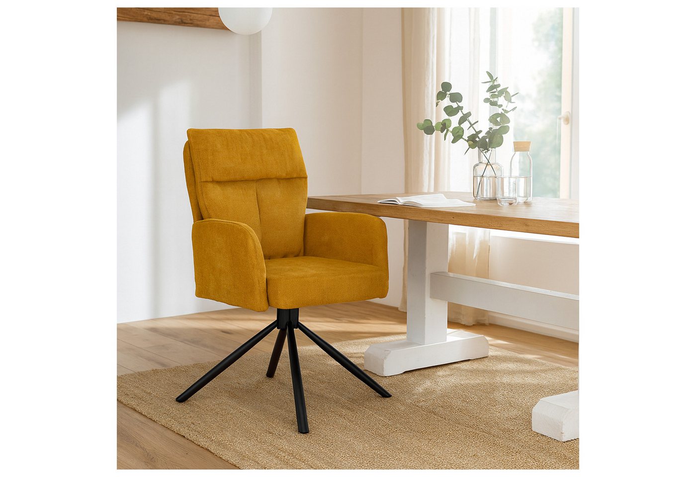 HTI-Living Esszimmerstuhl Esszimmerstuhl Kyra Gelb 2er-Set (Set, 2 St), Drehstuhl Auto-Return von HTI-Living