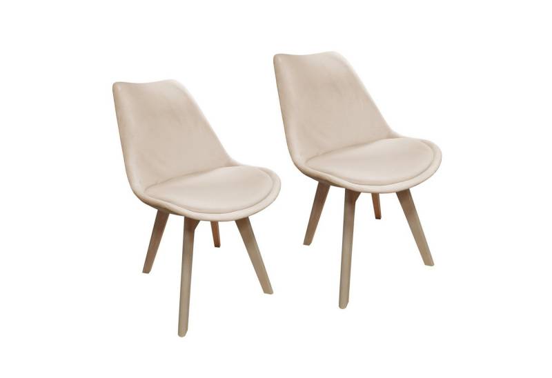 HTI-Living Esszimmerstuhl Esszimmerstuhl Samt 2er Set Atlanta Creme (Set, 2 St), Küchenstuhl mit Samtbezug und Holzfüßen von HTI-Living