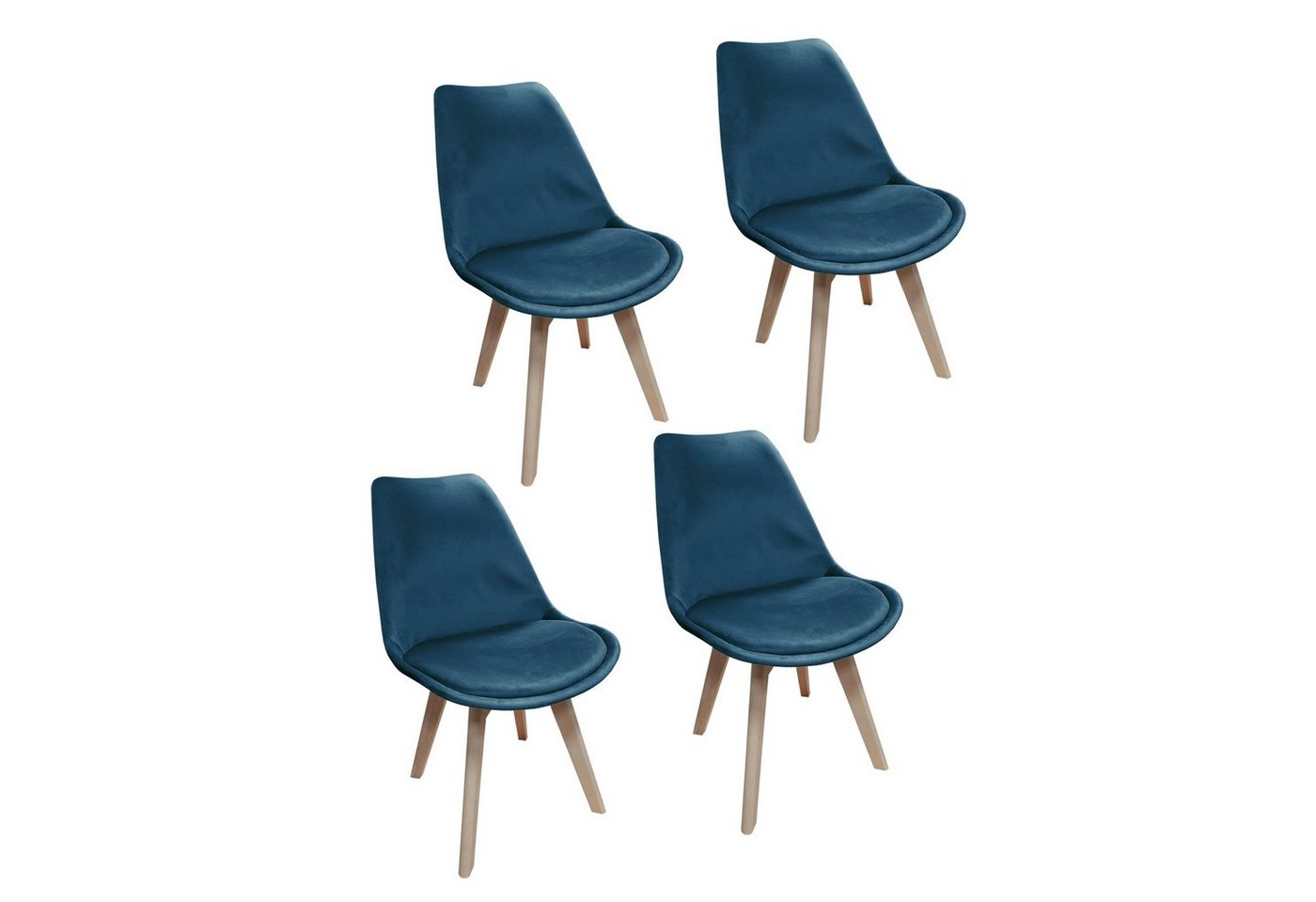 HTI-Living Esszimmerstuhl Stuhl Atlanta Velvet Blau (Set, 4 St), Esszimmerstuhl Samtbezug Holzfüße von HTI-Living