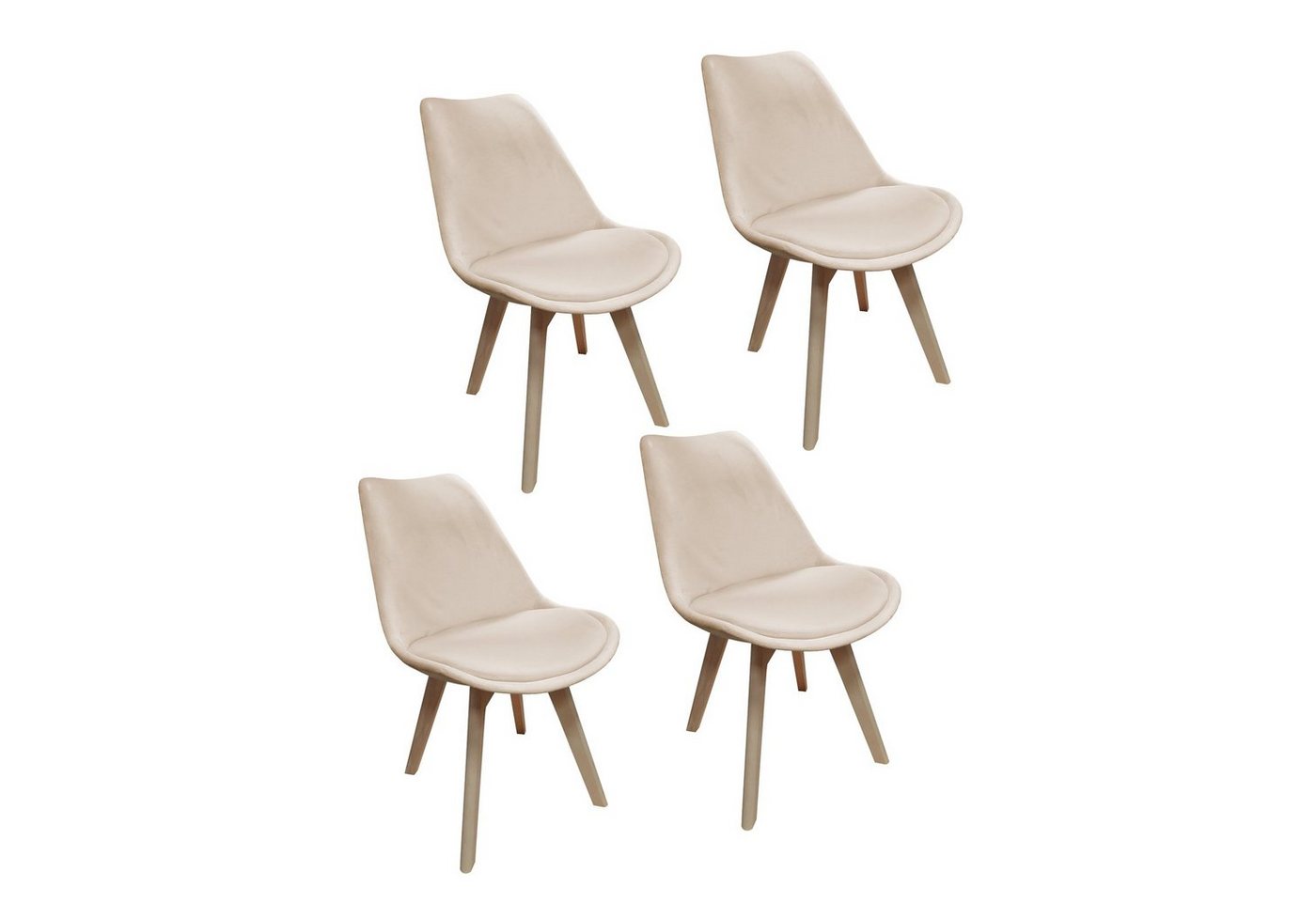 HTI-Living Esszimmerstuhl Stuhl Atlanta Velvet Creme (Set, 4 St), Esszimmerstuhl Samtbezug Holzfüße von HTI-Living