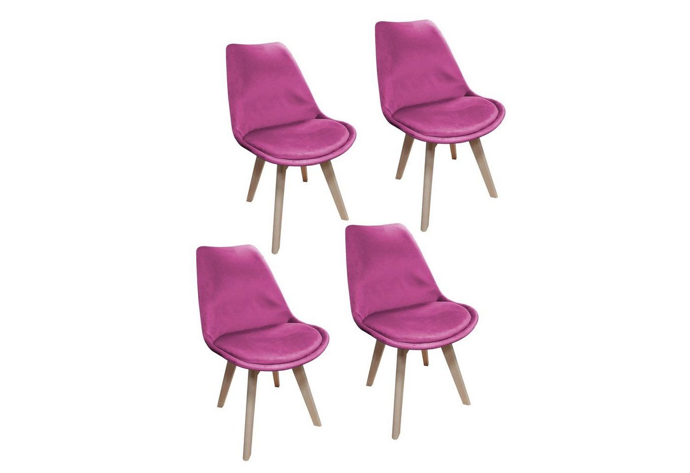 HTI-Living Esszimmerstuhl Stuhl Atlanta Velvet Uni 4er-Set (Set, 4 St), Esszimmerstuhl Samtbezug Holzfüße von HTI-Living