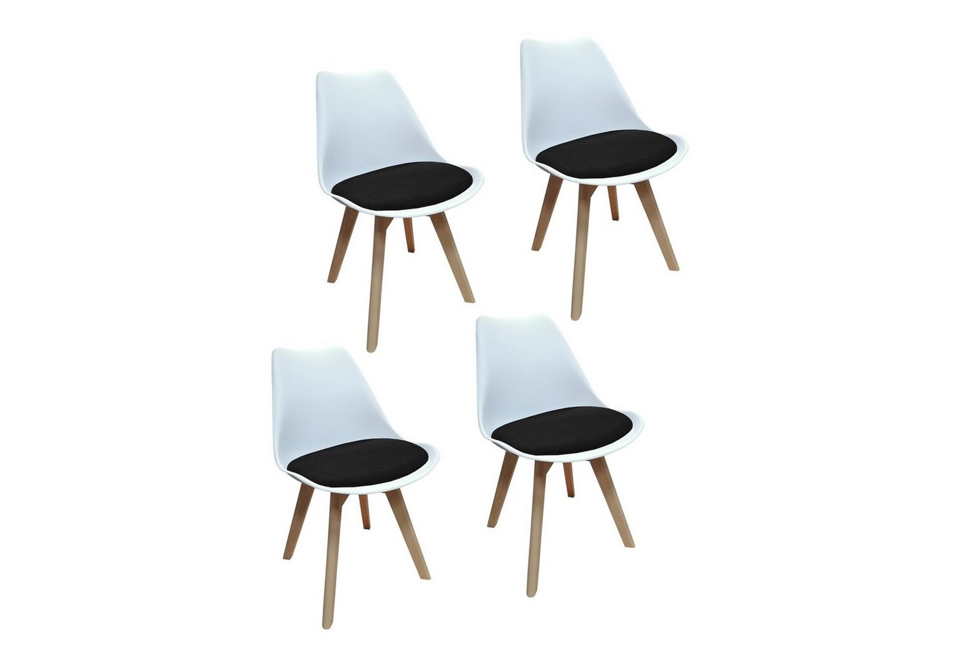 HTI-Living Esszimmerstuhl Stuhl Atlanta Webstoff 4er-Set (Set, 4 St), Esszimmerstuhl Kunststoffschale Webstoffbezug Holzfüße von HTI-Living