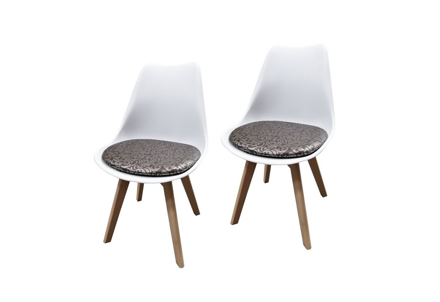 HTI-Living Esszimmerstuhl Stuhl Atlanta Weiß, PU Braun Muster (Set, 2 St), Esszimmerstuhl Kunststoffschale Kunstlederbezug Holzfüße von HTI-Living