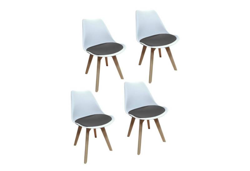 HTI-Living Esszimmerstuhl Stuhl Atlanta Weiß, Velvet Grau (Set, 4 St), Esszimmerstuhl Kunststoffschale Samtbezug Holzfüße von HTI-Living