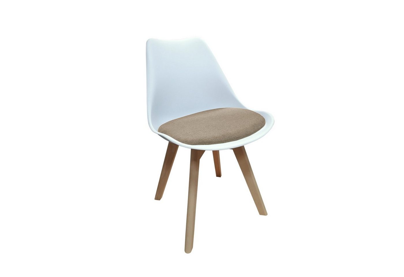 HTI-Living Esszimmerstuhl Stuhl Atlanta Weiß, Webstoff Beige (Set, 1 St), Esszimmerstuhl Kunststoffschale Webstoffbezug Holzfüße von HTI-Living