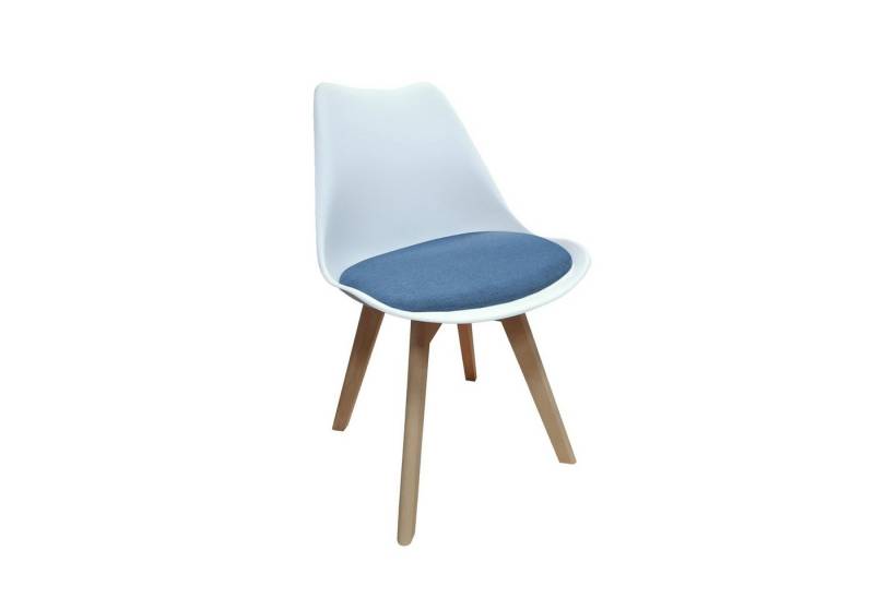 HTI-Living Esszimmerstuhl Stuhl Atlanta Weiß, Webstoff Blau (Set, 1 St), Esszimmerstuhl Kunststoffschale Webstoffbezug Holzfüße von HTI-Living
