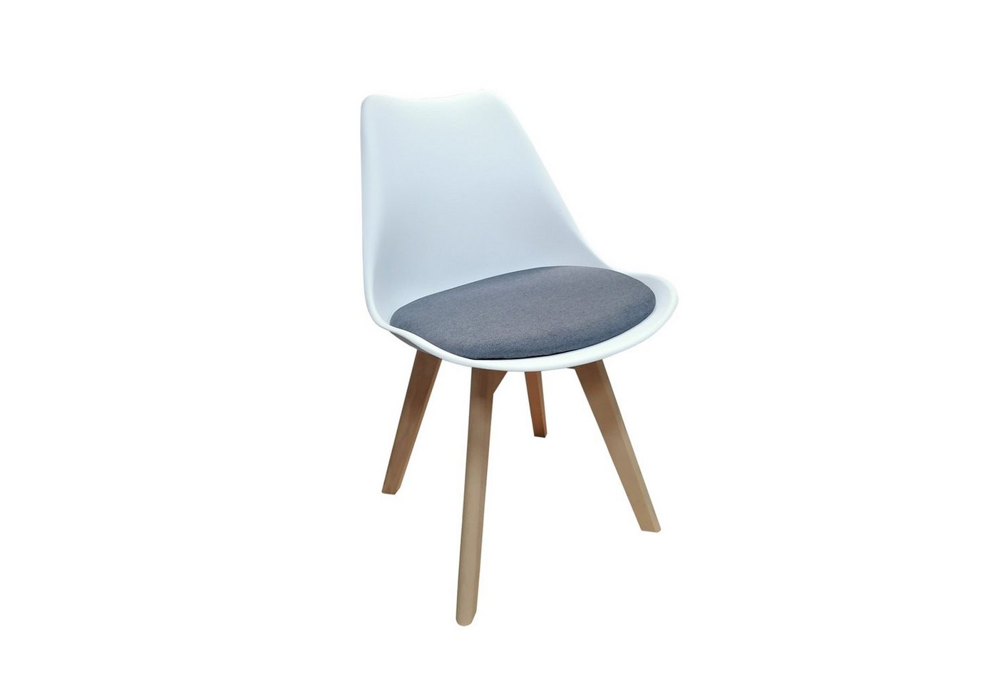 HTI-Living Esszimmerstuhl Stuhl Atlanta Weiß, Webstoff Grau (Stück, 1 St), Esszimmerstuhl Kunststoffschale Webstoffbezug Holzfüße von HTI-Living