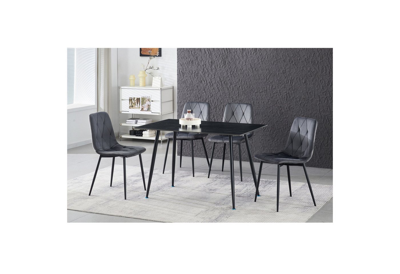 HTI-Living Esszimmerstuhl Stuhl Mesa Eco 2er-Set Velvet Grau (Set, 2 St), Esszimmerstuhl Samt von HTI-Living