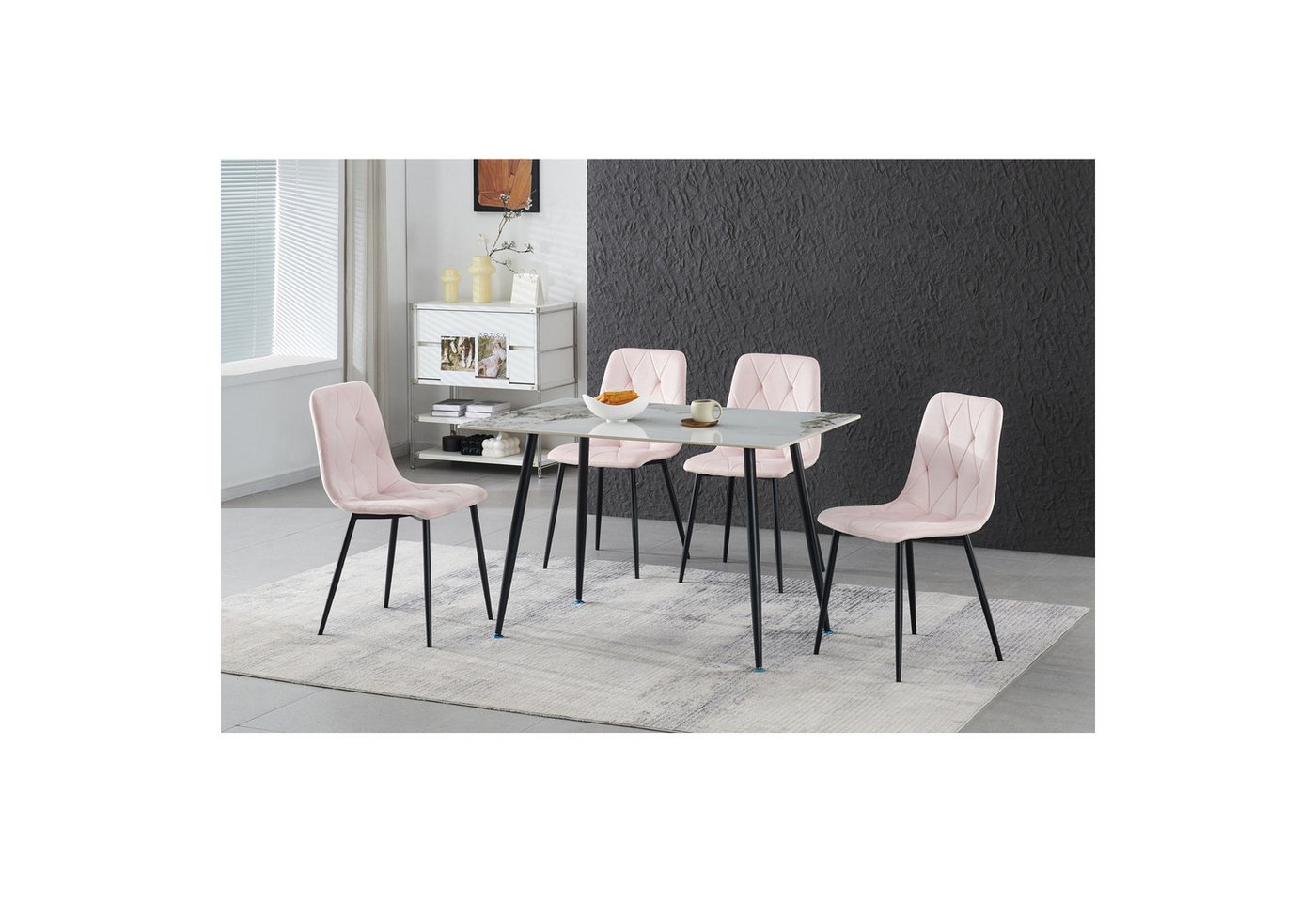 HTI-Living Esszimmerstuhl Stuhl Mesa Eco 2er-Set Velvet Rosa (Set, 2 St), Esszimmerstuhl Samt von HTI-Living