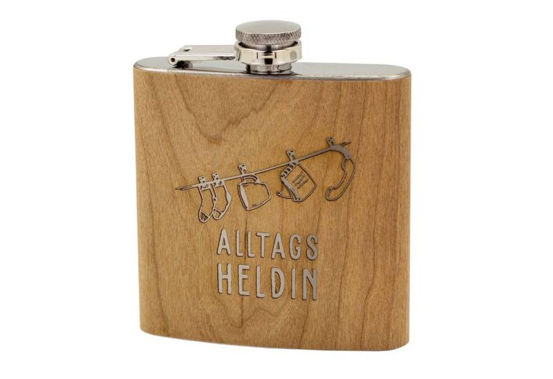 HTI-Living Flachmann Flachmann Alltagsheldin, Trinkflasche Schnapsflasche Holz von HTI-Living