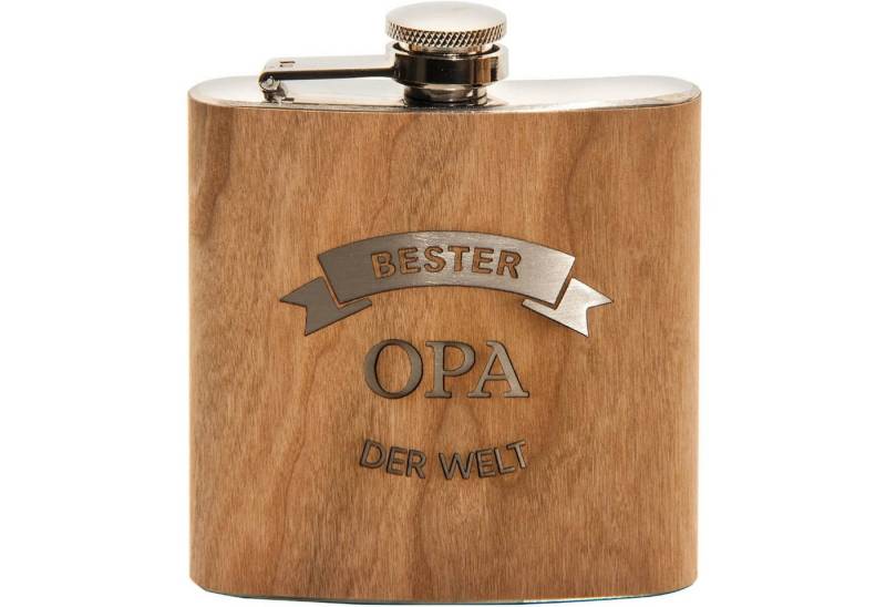 HTI-Living Flachmann Flachmann Bester Opa der Welt, Trinkflasche Schnapsflasche Holz von HTI-Living