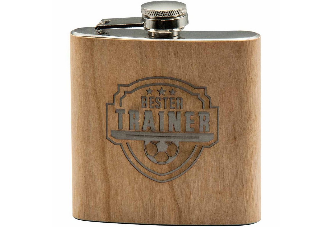 HTI-Living Flachmann Flachmann Bester Trainer, Trinkflasche Schnapsflasche mit Holz von HTI-Living