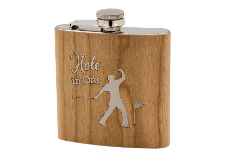 HTI-Living Flachmann Flachmann Hole in One, Trinkflasche Schnapsflasche Holz von HTI-Living