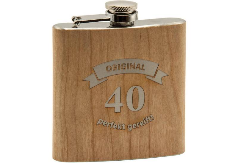 HTI-Living Flachmann Flachmann Original 40-perfekt gereift, Trinkflasche Schnapsflasche Holz von HTI-Living
