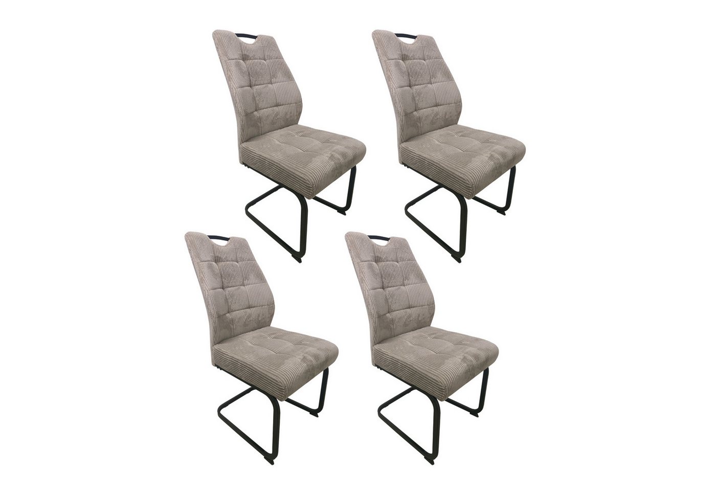 HTI-Living Freischwinger Esszimmerstuhl Marek Kord Taupe (Set, 4 St), Schwingstuhl Kufengestell von HTI-Living