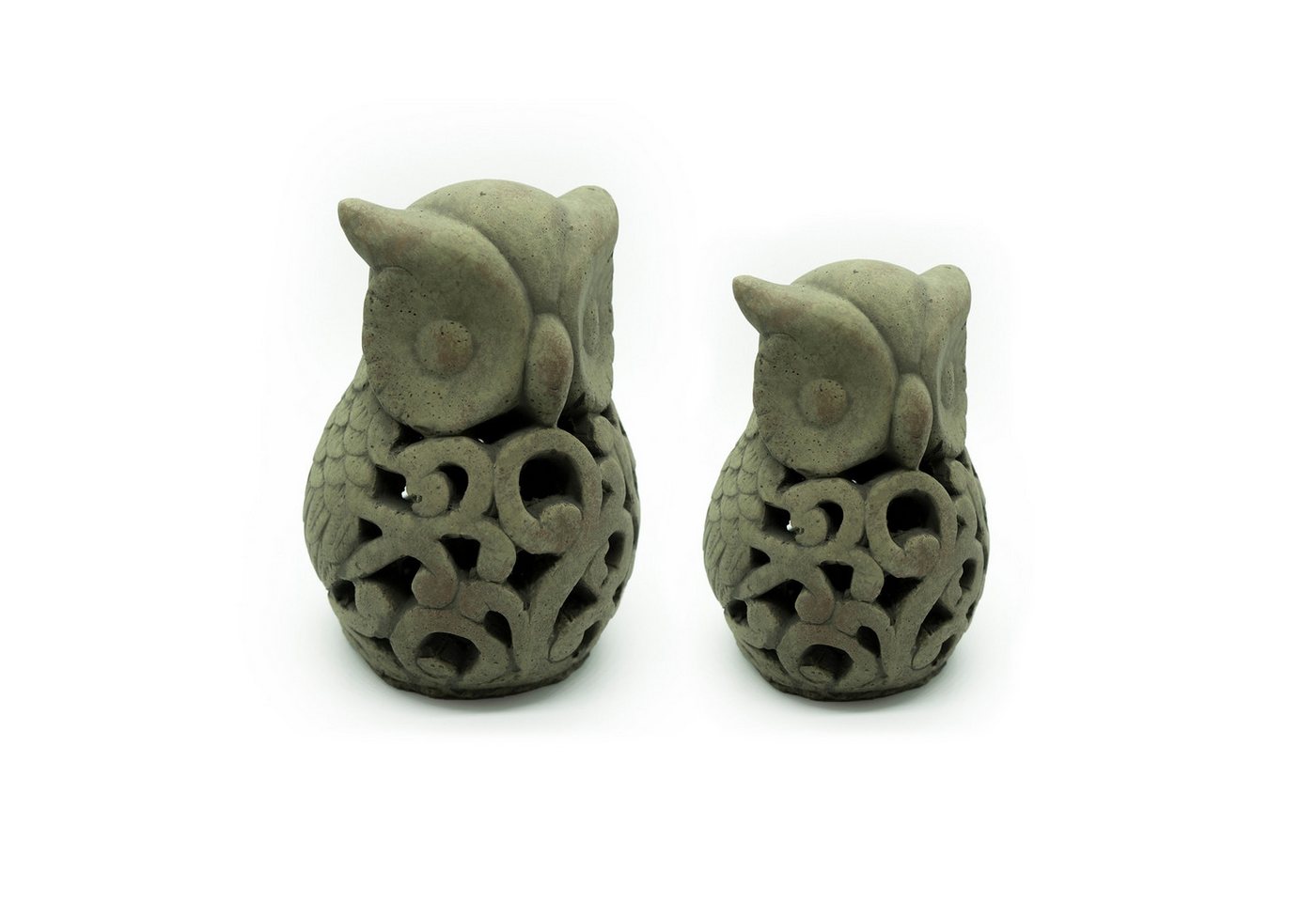 HTI-Living Gartenfigur Gartenfigur Eule 2er Set, (Set, 2 St., 2 Eulen in verschiedenen Größen), Gartendeko Eulenfigur Zementfigur von HTI-Living
