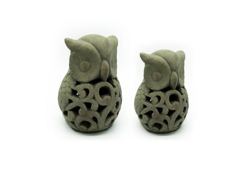 HTI-Living Gartenfigur Gartenfigur Eule 2er Set, (Set, 2 St., 2 Eulen in verschiedenen Größen), Gartendeko Eulenfigur Zementfigur von HTI-Living