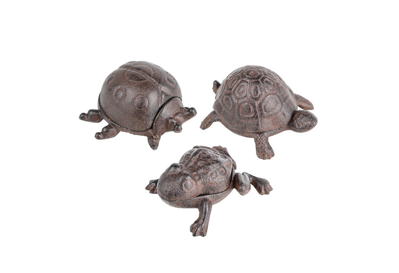 HTI-Living Gartenfigur Gartenfigur Gusseisen 3-teiliges Set, (Stück, 3 St., 3 Tierfiguren (1x Schildkröte, 1x Marienkäfer, 1x Frosch) von HTI-Living