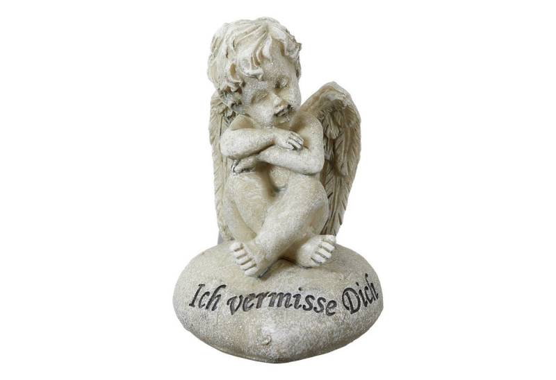 HTI-Living Gartenfigur Grabengel, grau "Ich vermisse Dich", Engelfigur Grabschmuck I miss you von HTI-Living