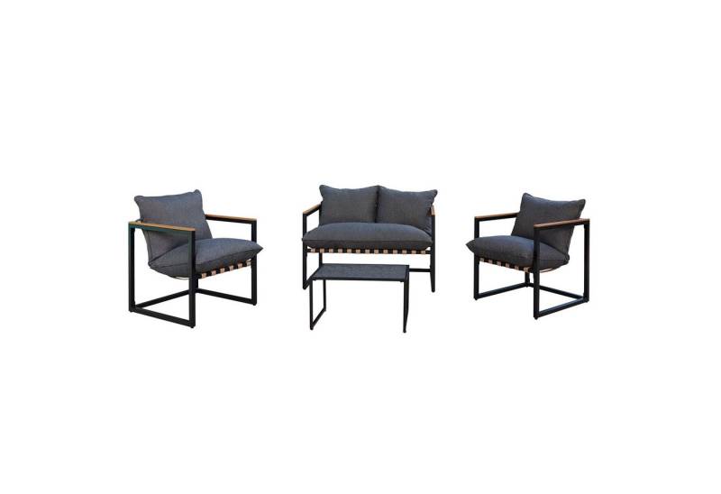 HTI-Living Gartenlounge-Set Terrassenmöbel Loungeset Cirella, (Set, 4-tlg., 1x Zweisitzer, 2x Stuhl, 1x Tisch, inkl. Kissen), Loungemöbel Tisch und 2 Stühle von HTI-Living