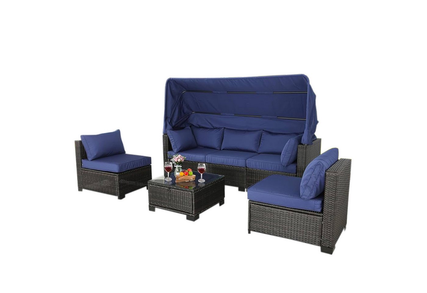 HTI-Living Gartensofa Outdoor Sofa Eleni Braun/Blau, Set 6 Teile, Loungemöbel Gartenlounge Terrassenmöbel HTI-Living Gartensofa Outdoor Sofa Eleni Braun/Blau, Set 6 Teile, Loungemöbel Gartenlounge Terrassenmöbel von HTI-Living
