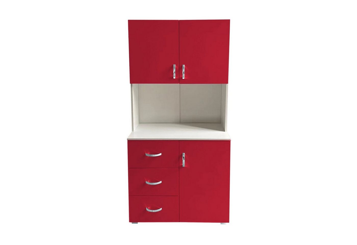 HTI-Living Hochschrank Badschrank Rot Weiß (Stück, 1-St., 1 Schrank) Hochschrank 6 Regalfächer 3 Schubladen von HTI-Living