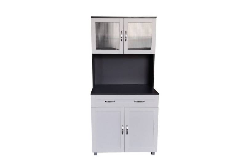 HTI-Living Hochschrank Küchenbuffet mit Glasteil Grau/Weiß Blanca (Stück, 1-St., 1 Schrank) Küchenschrank Hochschrank von HTI-Living