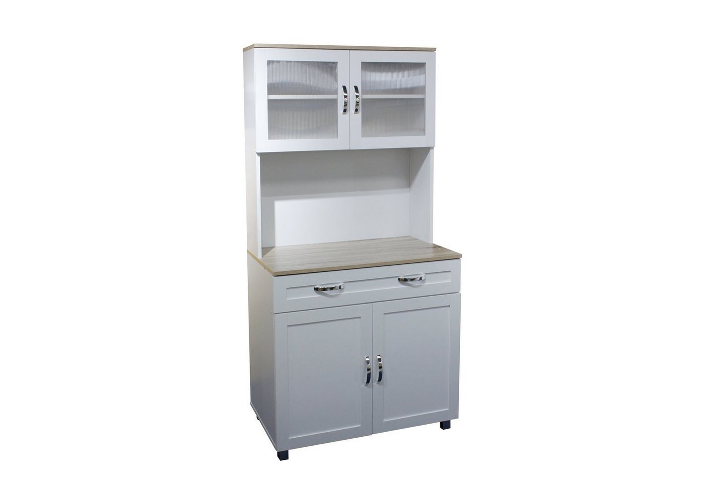 HTI-Living Hochschrank Küchenbuffet mit Glasteil Weiß Blanca (Stück, 1-St., 1 Schrank) Küchenschrank Hochschrank von HTI-Living