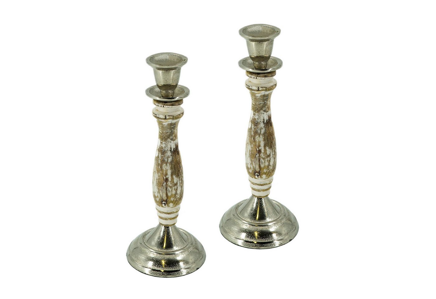 HTI-Living Kerzenständer Kerzenständer 2er Set Metall/Mangoholz (Set, 2 St., 2 Kerzenhalter), Tischleuchter Ø 9 x Höhe 24 cm von HTI-Living