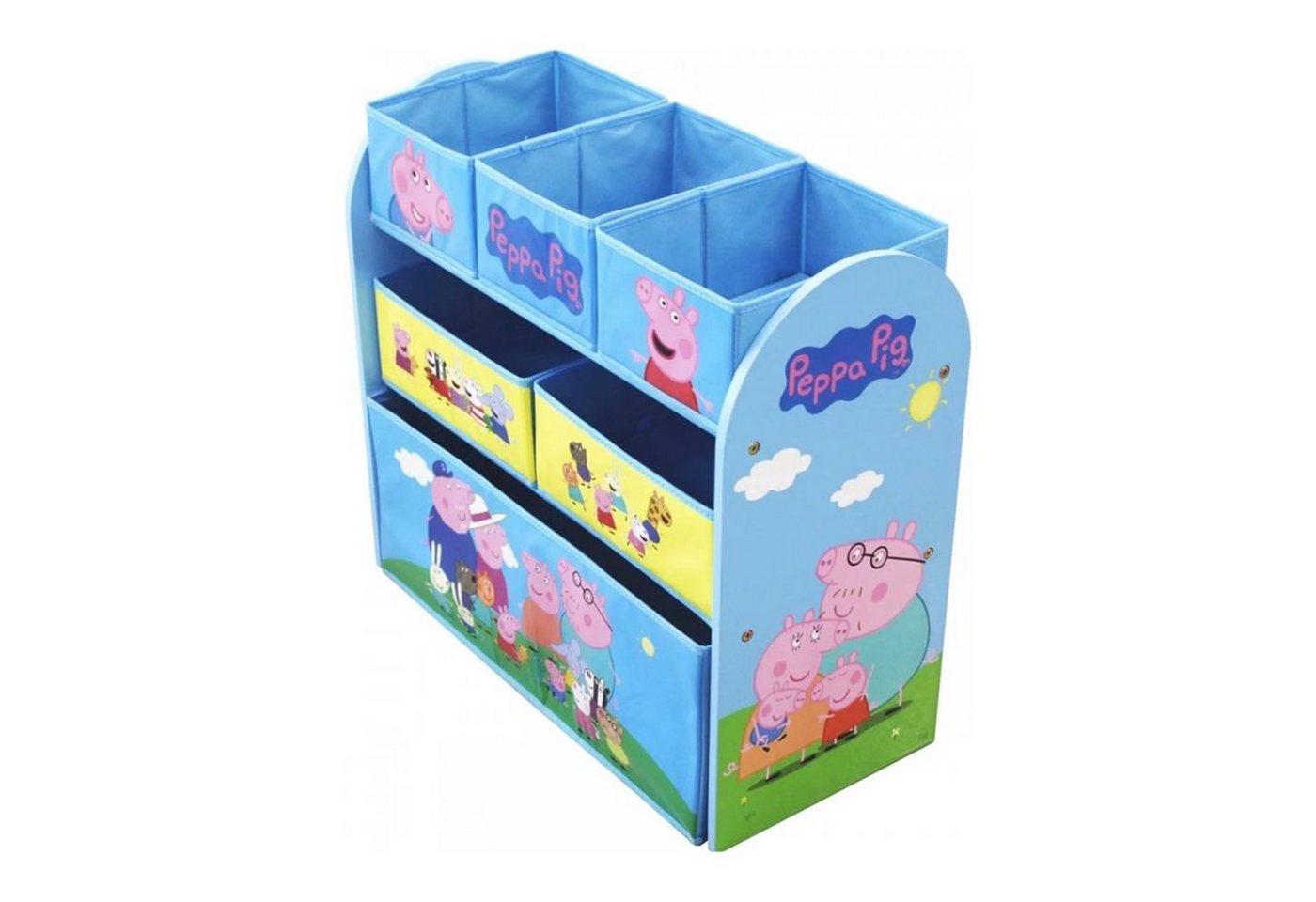 HTI-Living Kinderregal Aufbewahrungsregal 3 Etagen Peppa Pig, Stück 1-tlg., Spielzeugkiste 6 Stoffboxen von HTI-Living