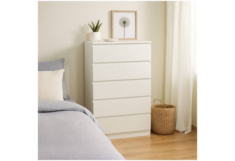 HTI-Living Kommode Kommode in weiß mit 5 grifflosen Schubladen (Stück, 1 St., 1 Kommode), Anrichte Sideboard Schrank von HTI-Living