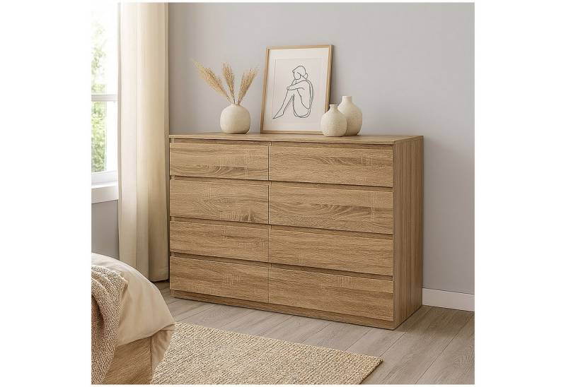 HTI-Living Kommode Moderne Kommode mit 8 grifflosen Schubladen Sonoma (Stück, 1 St., 1 Kommode ohne Dekoration), Sideboard von HTI-Living